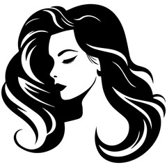Beauty saloon logo and Woman face and hair logo vector