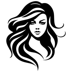 Beauty saloon logo and Woman face and hair logo vector