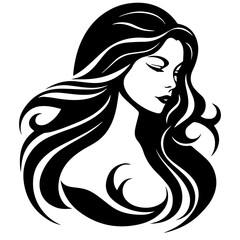 Beauty saloon logo and Woman face and hair logo vector