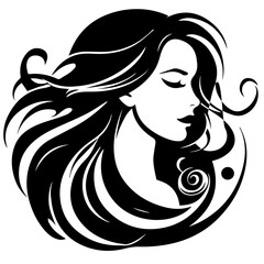 Beauty saloon logo and Woman face and hair logo vector