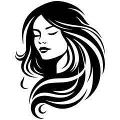 Beauty saloon logo and Woman face and hair logo vector