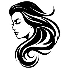Beauty saloon logo and Woman face and hair logo vector