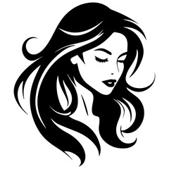 Beauty saloon logo and Woman face and hair logo vector