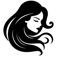 Beauty saloon logo and Woman face and hair logo vector
