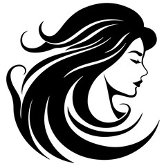 Beauty saloon logo and Woman face and hair logo vector
