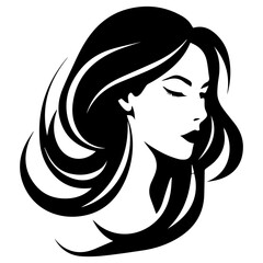 Beauty saloon logo and Woman face and hair logo vector