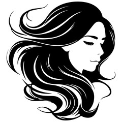 Beauty saloon logo and Woman face and hair logo vector