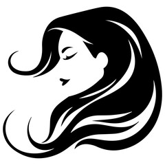 Beauty saloon logo and Woman face and hair logo vector