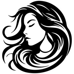 Beauty saloon logo and Woman face and hair logo vector