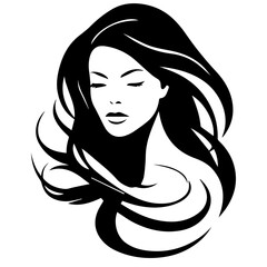 Beauty saloon logo and Woman face and hair logo vector