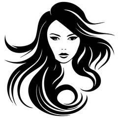 Beauty saloon logo and Woman face and hair logo vector