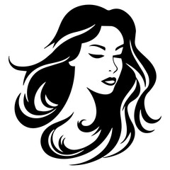 Beauty saloon logo and Woman face and hair logo vector