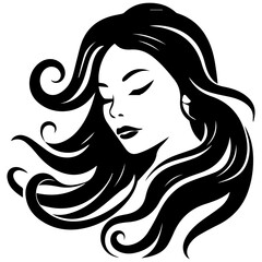 Beauty saloon logo and Woman face and hair logo vector