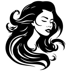 Beauty saloon logo and Woman face and hair logo vector