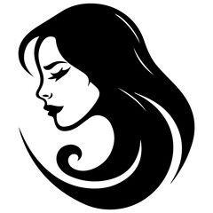 Beauty saloon logo and Woman face and hair logo vector