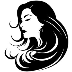 Beauty saloon logo and Woman face and hair logo vector