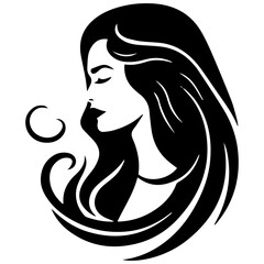 Beauty saloon logo and Woman face and hair logo vector
