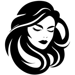 Beauty saloon logo and Woman face and hair logo vector