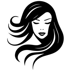 Beauty saloon logo and Woman face and hair logo vector