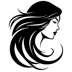 Beauty saloon logo and Woman face and hair logo vector