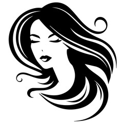 Beauty saloon logo and Woman face and hair logo vector