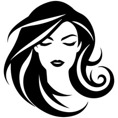 Beauty saloon logo and Woman face and hair logo vector