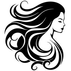 Beauty saloon logo and Woman face and hair logo vector