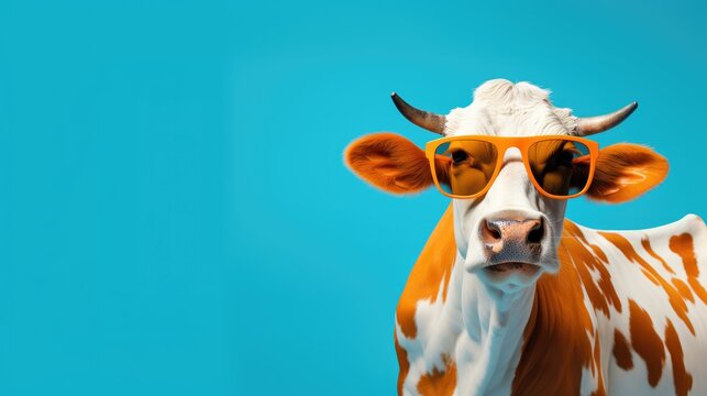 cartoon character cow head wearing tinted glasses
