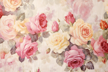 Fototapeta premium Pattern retro decorative wallpaper blossom flower design pink art vintage seamless