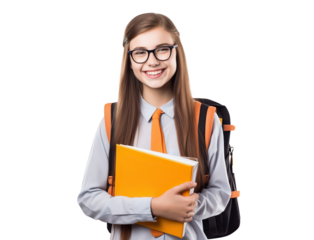 Happy student girl, cut out