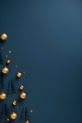 New year decoration set on dark blue background with copy space.