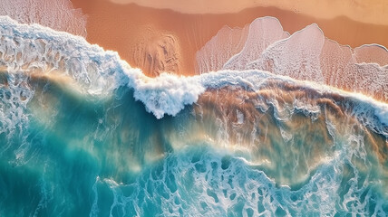 Fototapeta na wymiar ocean wave drone view of the beach.