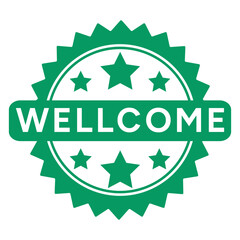 Green Welcome stamp sticker with Stars vector illustration