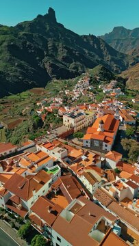 Aerial Tejeda Village Gran Canaria, Canary Islands - Vertical Mobile