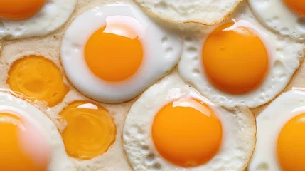 Fotobehang Seamless pattern fried eggs. Diet breakfast. © Светлана Канунникова