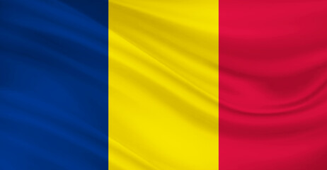 Flag of Chad Flying in the Air