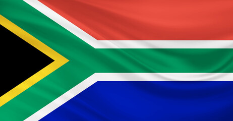 Flag of South Africa Flying in the Air