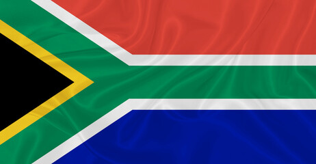 Flag of South Africa Flying in the Air
