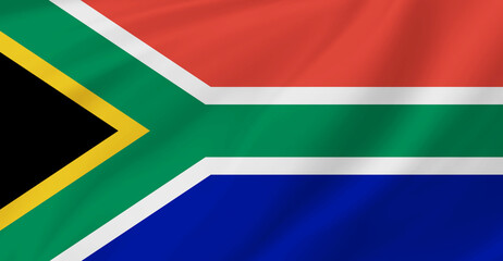 Flag of South Africa Flying in the Air