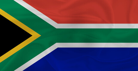 Flag of South Africa Flying in the Air