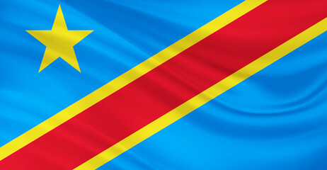 Flag of The Democratic Republic of the Congo Flying in the Air