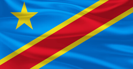 Flag of The Democratic Republic of the Congo Flying in the Air