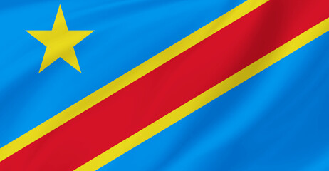 Flag of The Democratic Republic of the Congo Flying in the Air