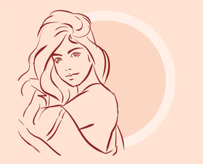 illustration of a long hair girl vector for illustration decoration card 