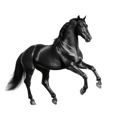 Obraz na płótnie Canvas black horse looking isolated on white