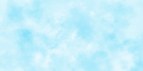 Abstract blurry defocused and grainy blue sky shades Watercolor background, creative brush painted aquarelle light sky blue background, Beautiful and cloudy blue paper texture background.
