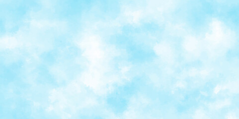 Abstract blurry defocused and grainy blue sky shades Watercolor background, creative brush painted aquarelle light sky blue background, Beautiful and cloudy blue paper texture background.