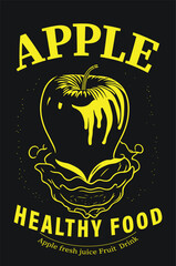 Appel art dripping fantasy juice bottle in Black background tshirt design