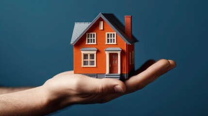 Hand Holding Miniature House Isolated on a Transparent Background