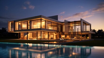 Obraz premium Luxury home architecture with modern decoration with pool 